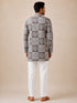 Men's Grey Cotton Batik Thigh Length Kurta With Pyjama