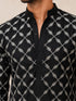 Men's Black Viscose Embroidered Mid-Length Kurta