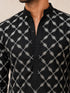Vastramay Men Black Embroidered V-Neck Kurta with White Pyjama Set