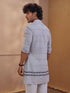 Men's White Cotton Embroidered Thigh Length Kurta