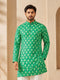 Men Green Cotton Kurta Rakhi Ethnic Wear