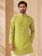 Men Olive Cotton Kurta Rakhi Ethnic Wear