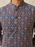 Men's Red Cotton Embroidered Regular Kurta