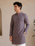 Men's Red Cotton Embroidered Regular Kurta
