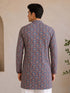 Men's Red Cotton Embroidered Regular Kurta