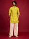 Men Yellow Rayon Kurta with Pyjama Navratri, Diwali, Festive, Summer / Casual, Party, Wedding, Durga Puja Ethnic Wear