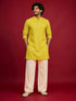 Men Yellow Rayon Kurta with Pyjama Navratri, Diwali, Festive, Summer / Casual, Party, Wedding, Durga Puja Ethnic Wear