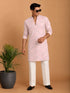 Men's Pink Georgette Geometry Thigh Length Kurta