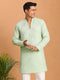 Men Light Green Georgette Mirror Work Straight Kurta