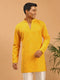 Men's Yellow Georgette Mirror Work Straight Kurta