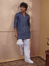 Vastramay Men Grey Rayon Sequin Embellished V-Neck Thigh Length Kurta