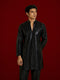 Men's Black Georgette Sequin Kurta with Mandarin Collar
