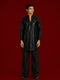Men's Black Georgette Sequined Kurta Pant Set