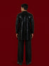 Men Black Geometric Sequined Thigh Length Kurta Pant Set with Wide Leg Pant