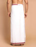 Men's White And Maroon Mundu