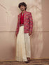 Men's Gold Cotton-Silk-Blend Printed Dhoti