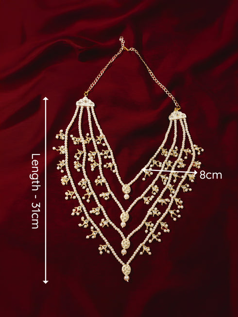 Traditional Men's Wedding Necklace - Cream Gold Layered Pearl Design