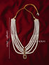 Men's Traditional Wedding Necklace - White Maroon Layered Pearl Design
