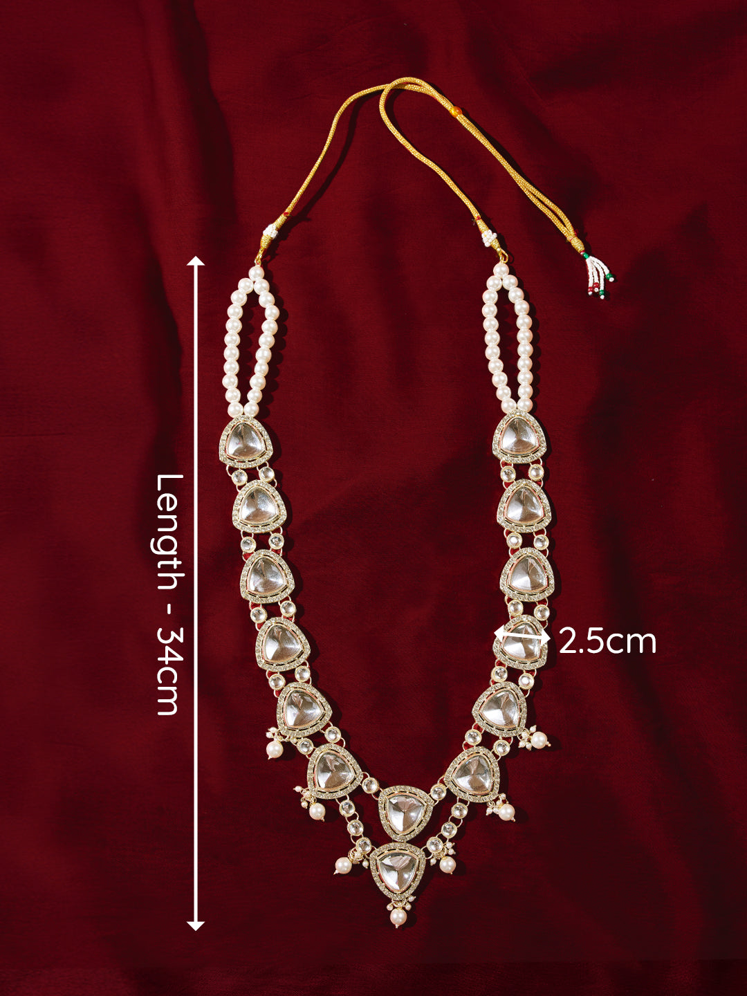 Vastramay Men's Traditional Wedding Necklace - Cream Single Layer Rhinestone Pearl Design
