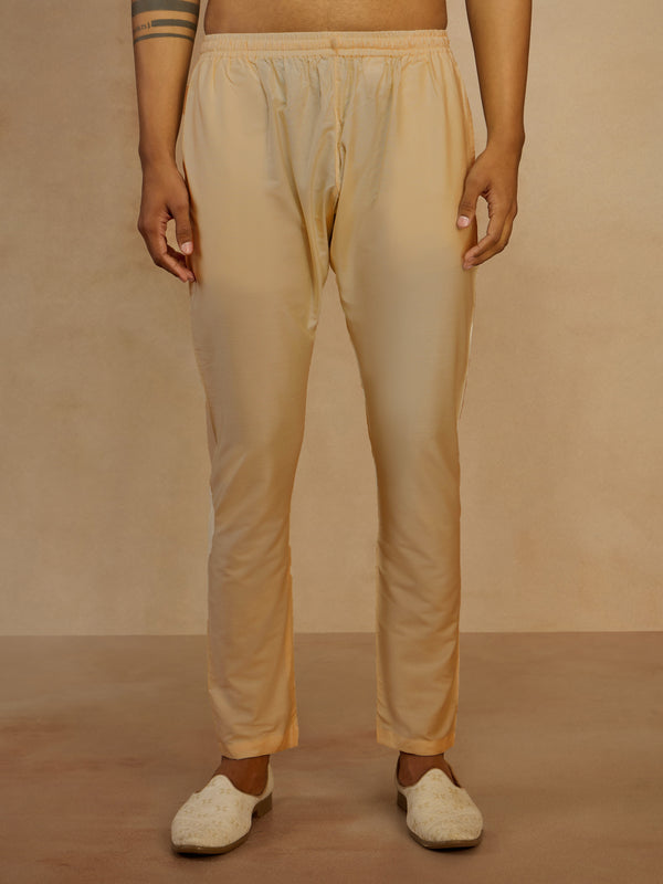 Men's Beige Viscose Solid Straight Leg Pyjama with Pockets