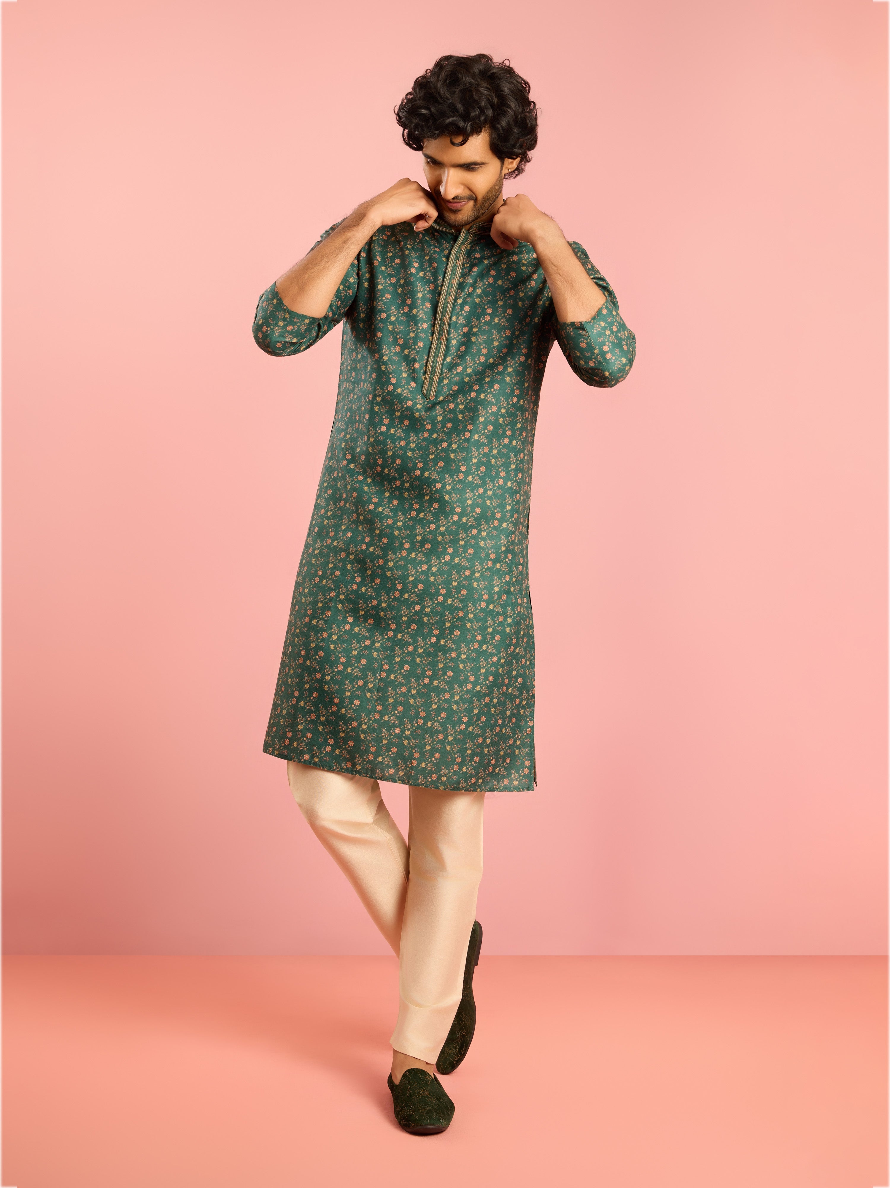 Men's Beige Viscose Solid Pyjama