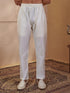 Men's Cream Solid Straight Leg Drawstring Pyjama