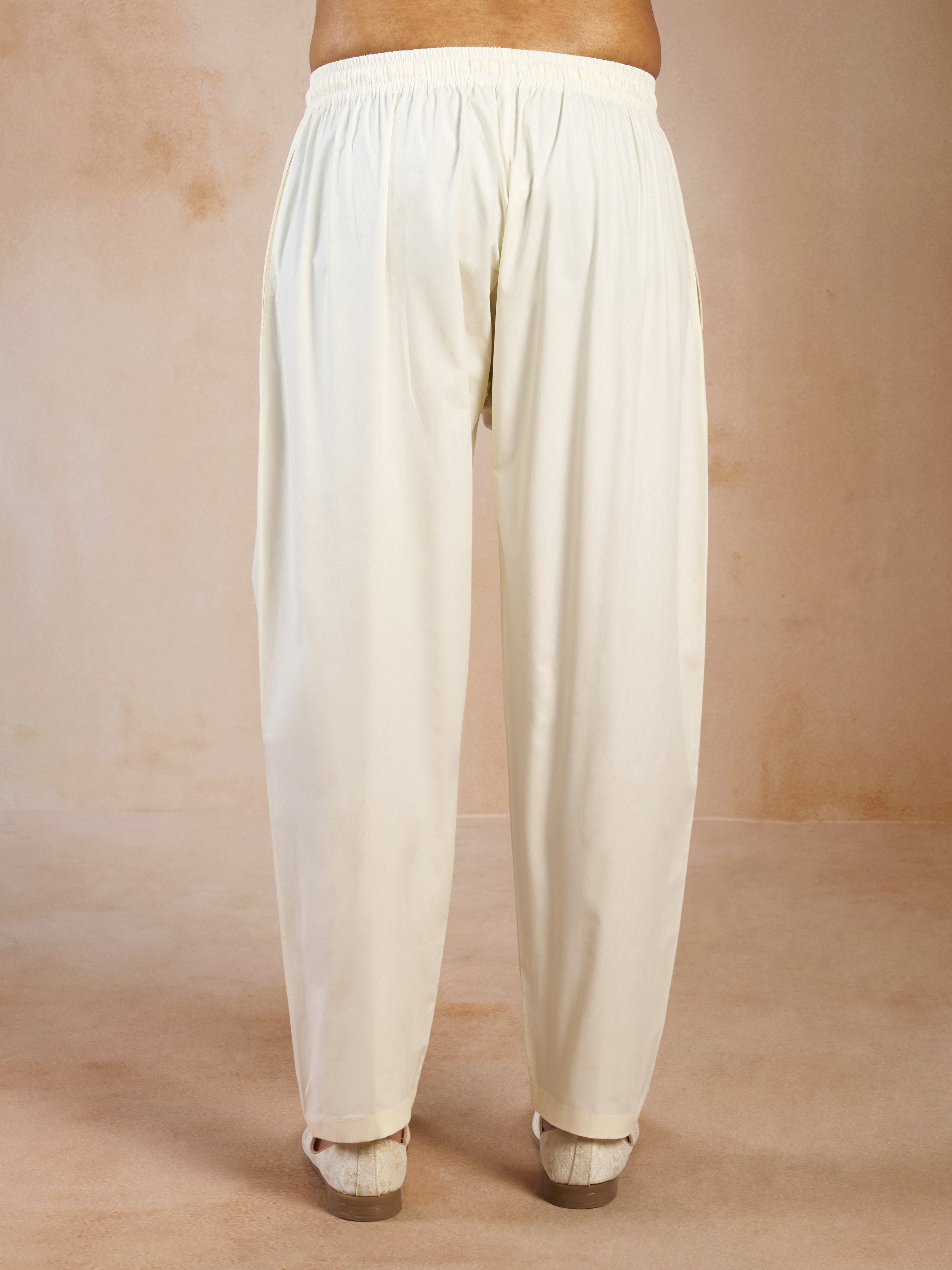 Poplin Cotton Pyjama Set with Cream Trousers for Men's