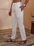 Men's Cream Woven Fabric Solid Pyjama