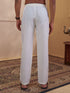 Men's Cream Woven Fabric Solid Pyjama