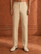 Men's Cream Slim Fit Suiting Fabric Formal Pant