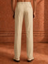Men's Cream Suiting Fabric Solid Pant