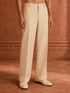 Men's Cream Suiting Fabric Solid Pant