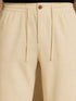 Vastramay Men Beige Cotton Lycra Solid Wide Leg Elasticated Drawstring Pant with Zip & Button