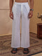 Men's White Solid Wide Leg Woven Pant with Elastic Waist