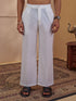 Men's White Solid Wide Leg Woven Pant with Elastic Waist
