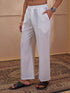 Men's White Woven Fabric Solid Wide Leg Pant