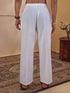 Men's White Woven Fabric Solid Wide Leg Pant