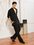 Men's Black Suiting Lycra Solid Palazzo