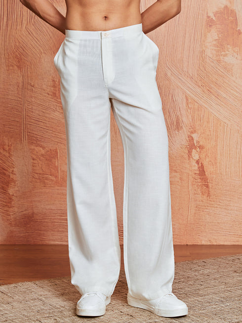 Men's White Korean Cotton Pant