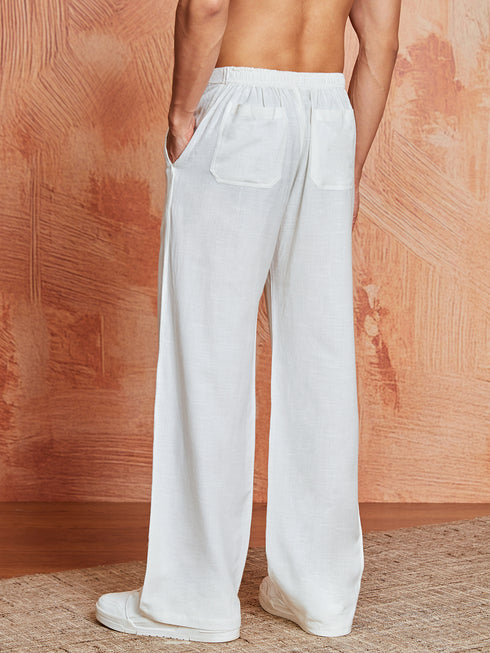 Men's White Korean Cotton Pant
