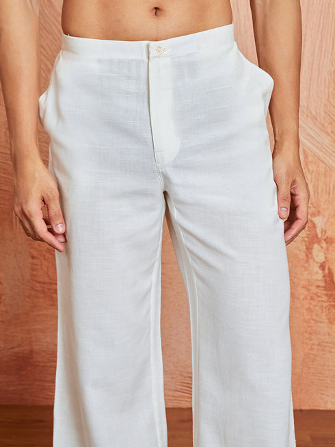 Men's White Korean Cotton Pant
