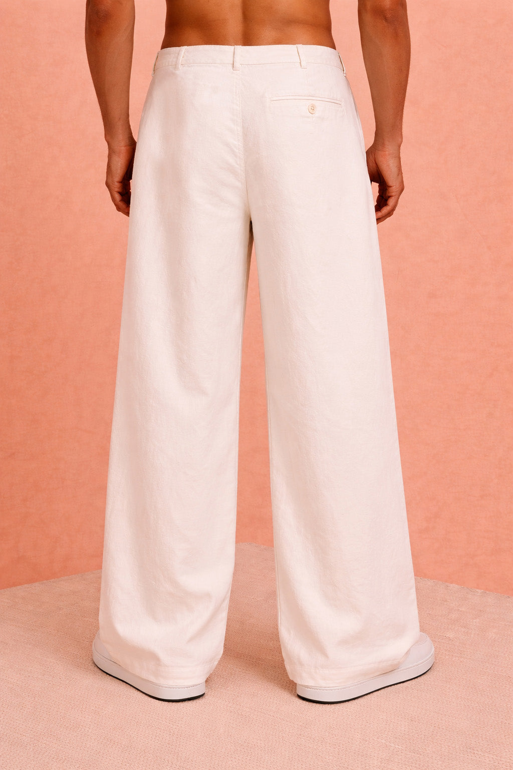 Men's Cream Fine Satin Palazzo Pants