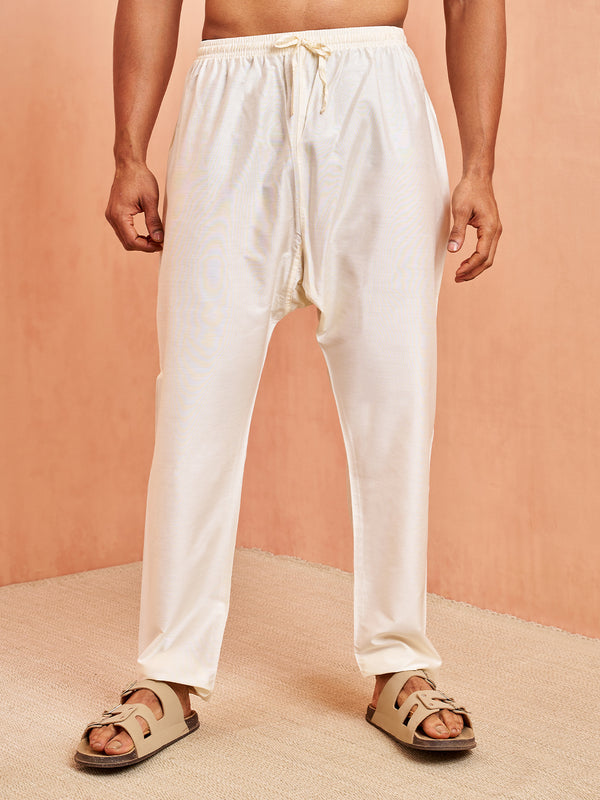 Men's Cream Solid Pyjama