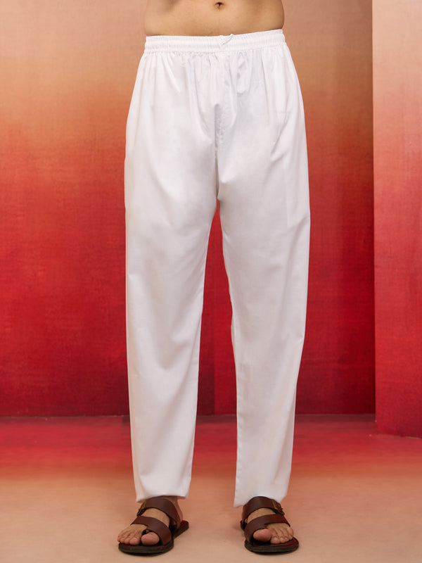 Men's White Cotton Millennium Aligarh Pyjama