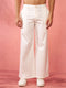 Men's Cream Fine Satin Palazzo Pants