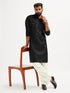 Men's Black And Cream Cotton Blend Pathani Kurta Set