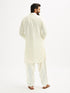 Men's Cream Cotton Blend Pathani Kurta Set
