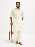Men's Cream Cotton Blend Pathani Kurta Set