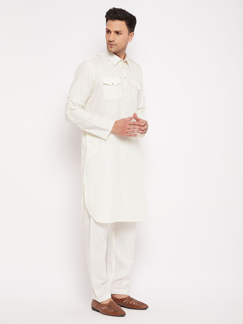 Men's Cream Pathani Suit Set