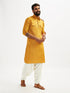 Men's Rust And Cream Cotton Blend Pathani Kurta Set